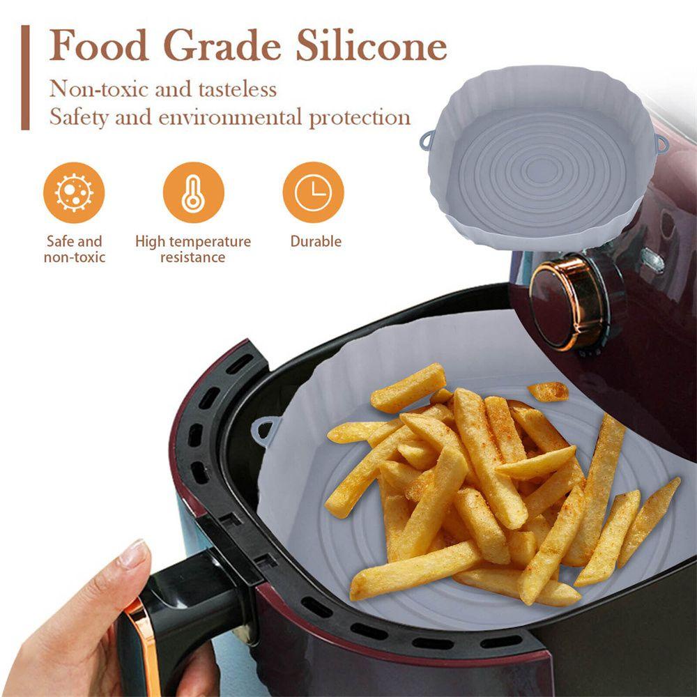 Solighter 2Pcs Panci Silikon Reusable Tray Cooking Untuk Air Fryer