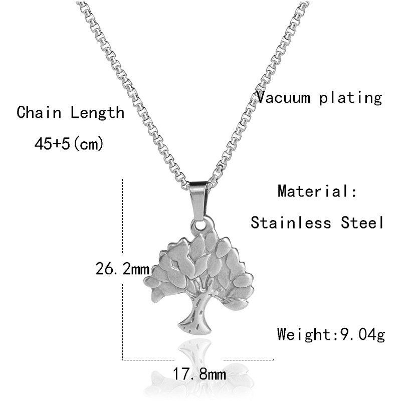 Stainless steel hollow pohon kehidupan liontin punk titanium steel vintage Yggdrasil kalung ornamen