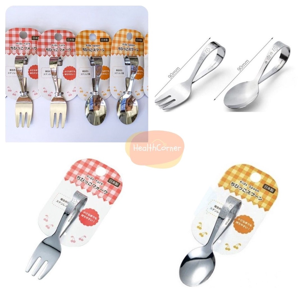 Sendok Garpu BLW Anak Stainless Steel Kids Training Spoon Fork / sendok garpu makan anak 1 set