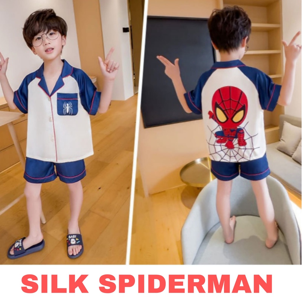 PIYAMA SILK BAJU TIDUR SANTAI ANAK CEWEK COWOK MOTIF FASHION KOREA IMPOR NYAMAN ADEM