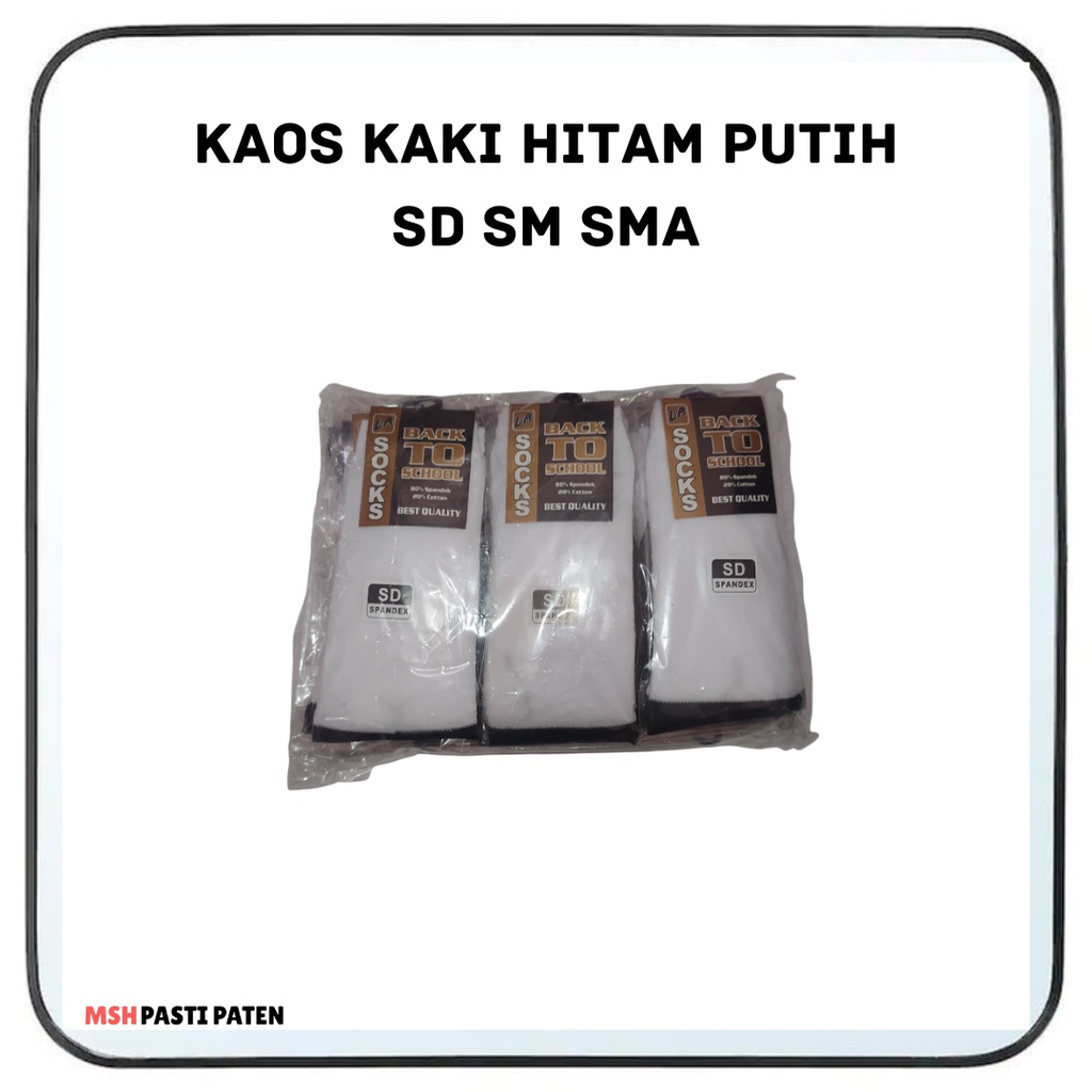 KAOS KAKI SD SMP SMA HITAM PUTIH / Kaos Kaki Anak Sekolah