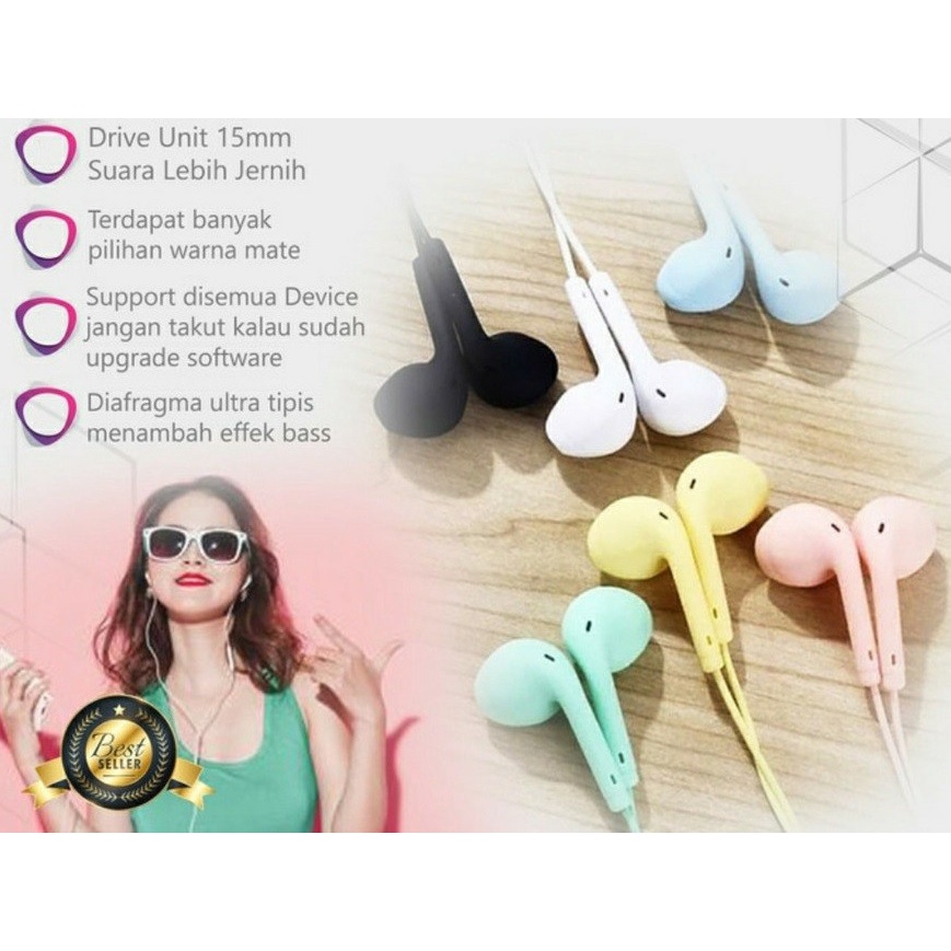 Handsfree Macaron - Headset Macaron Super Bass