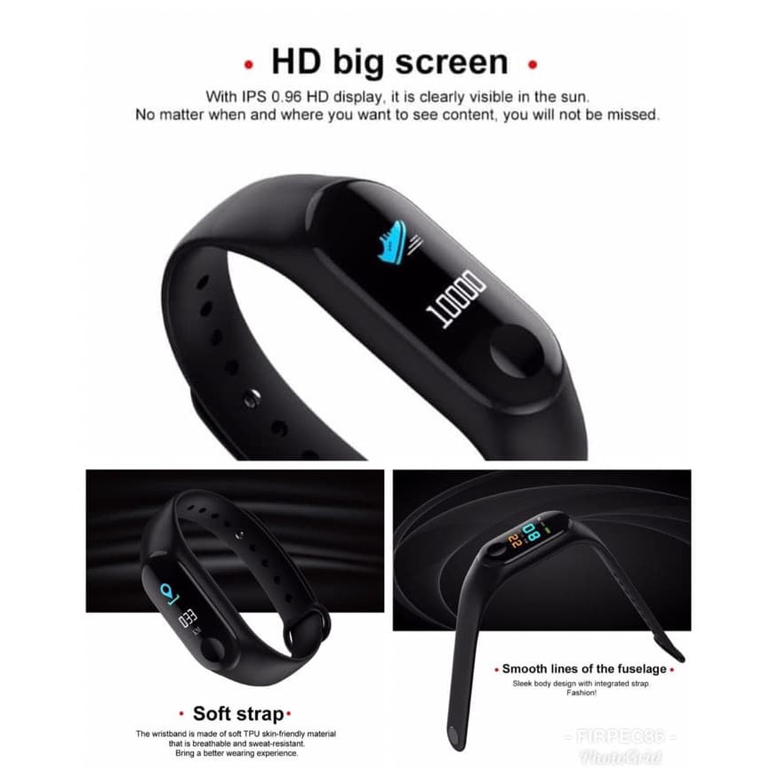 F86 MURAH M3 Smartband Smartwatch Waterproof iP67 Bluetooth Wrist Watch