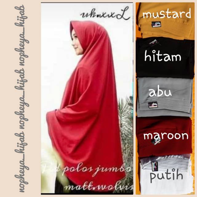 Jilbab wolfish jumbo xxxl murah