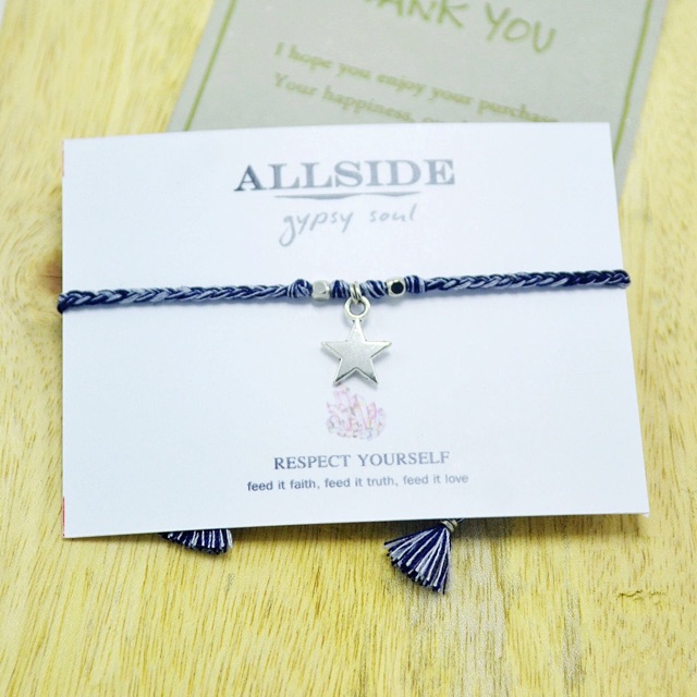 Gelang Tali Gypsy Boho Star Silver Allside