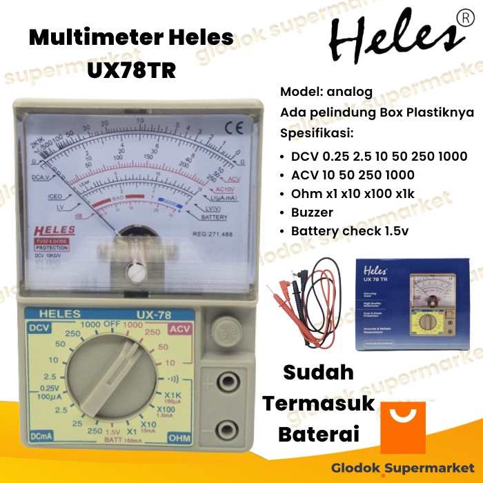 Multitester Heles UX78TR Multimeter Analog UX 78 TR Tester UX-78TR