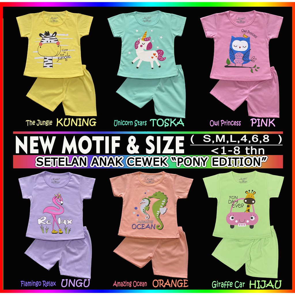 KELFI SETELAN SET BAJU  ANAK  CEWEK  1  8 TAHUN  PONY 