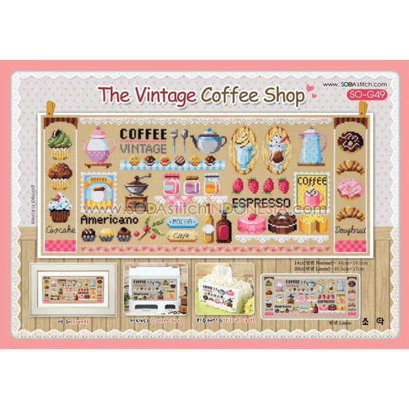 Paket DIY Craft Sulam Kristik / Cross Stitch Sodastitch SO-G49 - The Vintage Coffee Shop