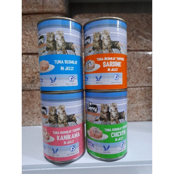 (Paket 24 kaleng)Makanan Basah kucing Savvy 400g Alvarian