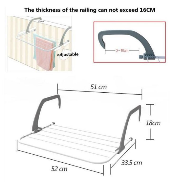 JEMURAN BALKON/HANGER BALKON JEMURAN GANTUNGAN/GANTUNGAN SERBAGUNA JEMURAN BAJU HANDUK HANGER BALKON APARTEMEN/GANTUNGAN SERBAMURAH