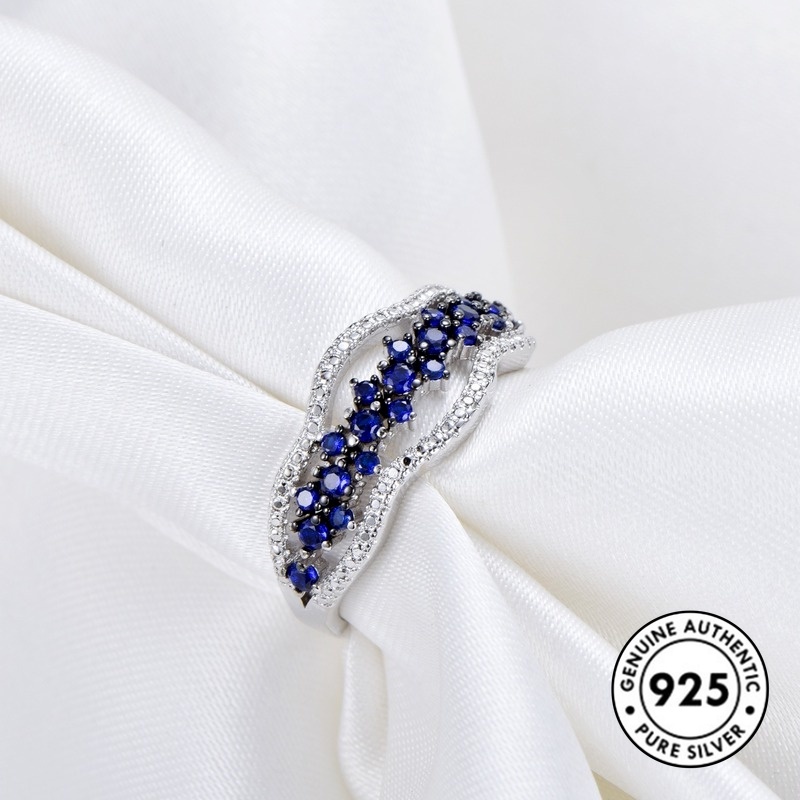 Cincin Lapis Silver 925 Dengan Sapphire Untuk Wanita