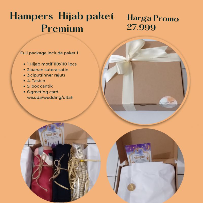 Hampers hijab segiempat motif Umama premium gift box