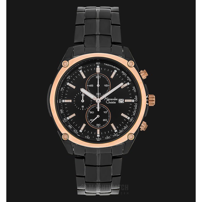 Alexandre Christie AC 6469 MC BBRBA Chronograph Men Black Dial Black Stainless Steel Strap