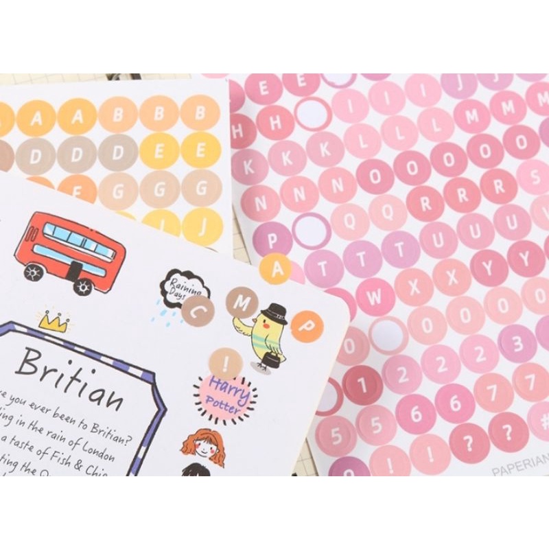 sticker alphabet huruf bulat untuk journal bujo