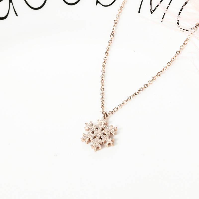 Kalung snowflakes titanium mini korea hadiah wanita cewek 316L anti karat KK052