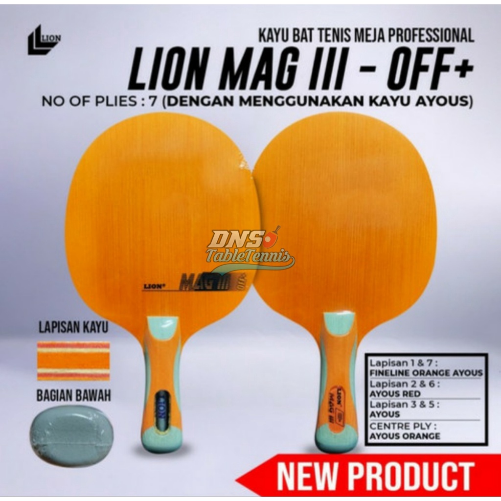 Lion Mag III OFF+ - Blade Kayu Pingpong Bet Tenis Meja