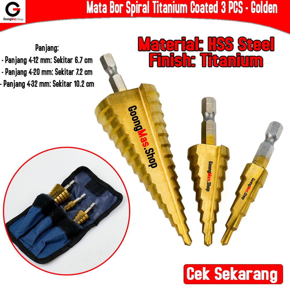 Jual Mata Bor Pagoda Spiral Besi Kuningan Kayu Plastik Step Drill ...