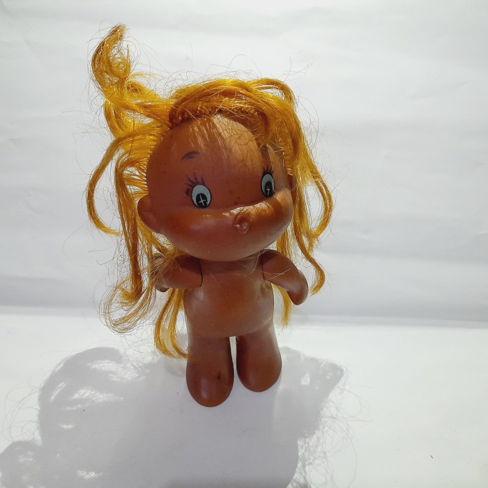 Boneka Karet Jadul Baby Imut Rambut Panjang Ukuran Sedang 15 Cm