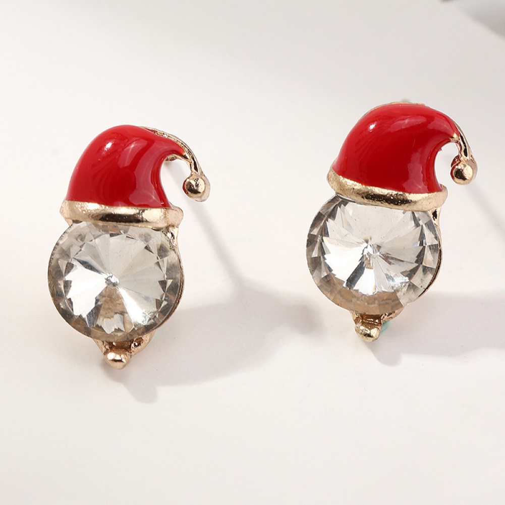 Hu Hu Hu Hu Hu Alat Bantu Pasang Kacamata♡ Anting Tusuk Gantung Desain Topi Natal Kreatif Untuk Wanita