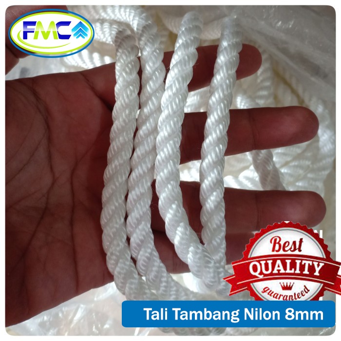 Tali Tambang Kecil Nilon Nylon Rope 6mm 7mm 8mm Pengikat Barang Putih Halus Qualitas Eksport Ikat Mobil Pick Up Dekorasi Gantungan Aksesoris