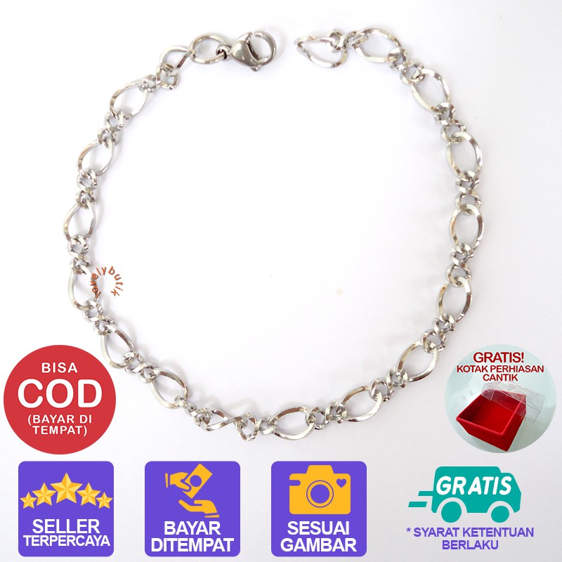 Lovelybutik Gelang Titanium Rik4 Gelang Tangan Wanita Anti Karat  Uk. 18 cm BONUS KOTAK PERIASAN