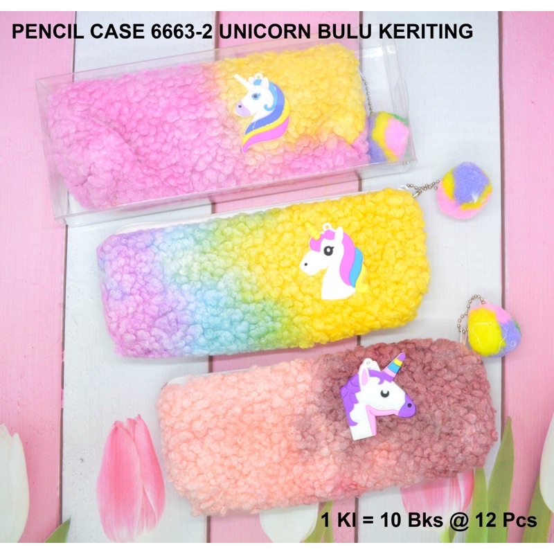 

Pencil case sleting unicorn bulu baru satuan