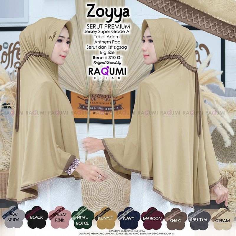 ZOYYA RAQUMI HIJAB | Jilbab Jersey Raqumi | Jilbab Serut Raqumi | Jilbab Jumbo Raqumi | Jilbab Cream