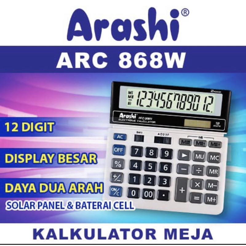 

Kalkulator Arashi 12 Digit Arashi 868W