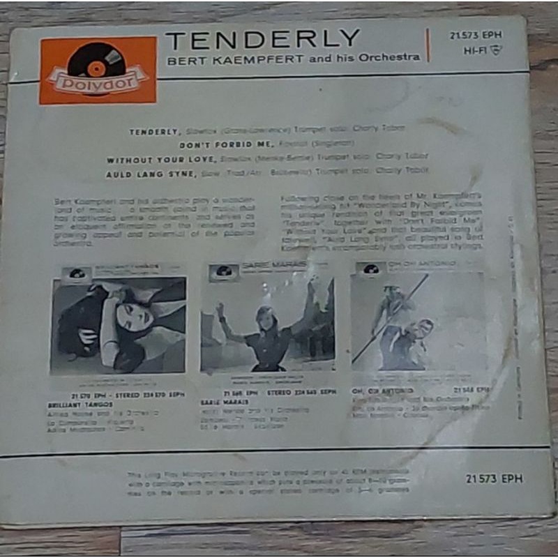 Kaset Vinyl Piringan Hitam 7&quot; Tenderly Bert Kaempfert