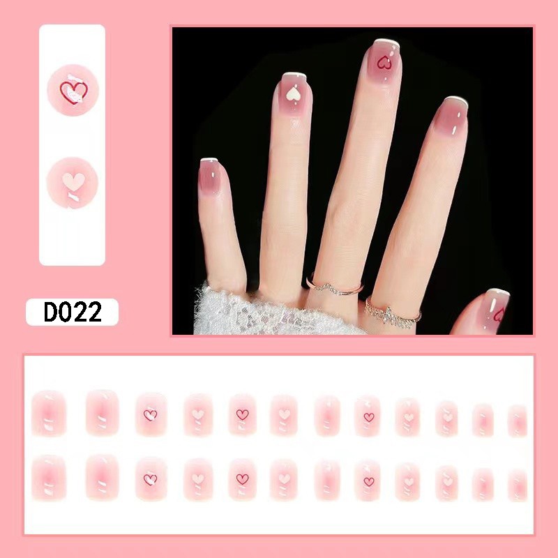 3D Kuku Palsu 24pcs/(FREE LEM)Set DIY Instant Nail Art Fake Nails Bridal Wedding Akrilik/24 pcs Kuku Palsu 3D / Stiker Kuku Palsu / Kuku Palsu Premium With Box/ Pemoles Kuku-D022