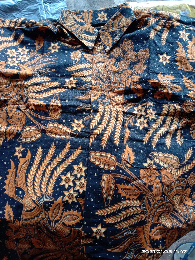 Coupel Gamis Batik Sogan Padi Kombinasi Batik Modern