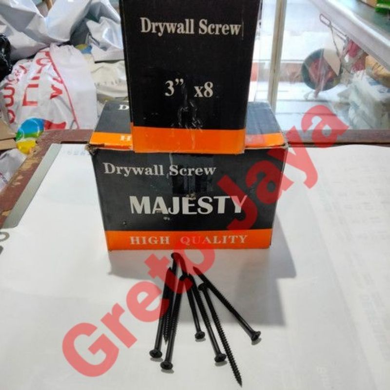 ( 1 DUS 8x3 ) Sekrup Gipsum skrup Mur Baut Hitam Gypsum Drywall 8 x 3 Drywal Jipsum Board 7.5cm 7.5 