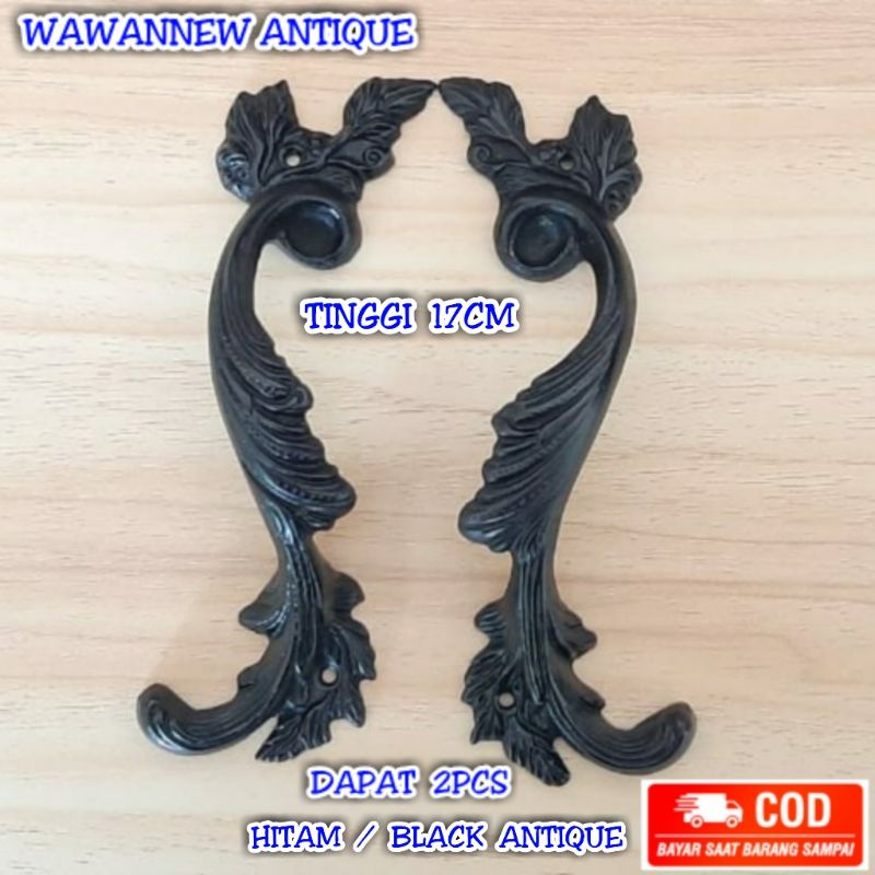 Handle Pintu / Gagang Laci Lemari Pintu Rumah Kuningan Motif Cakar Daun 17cm