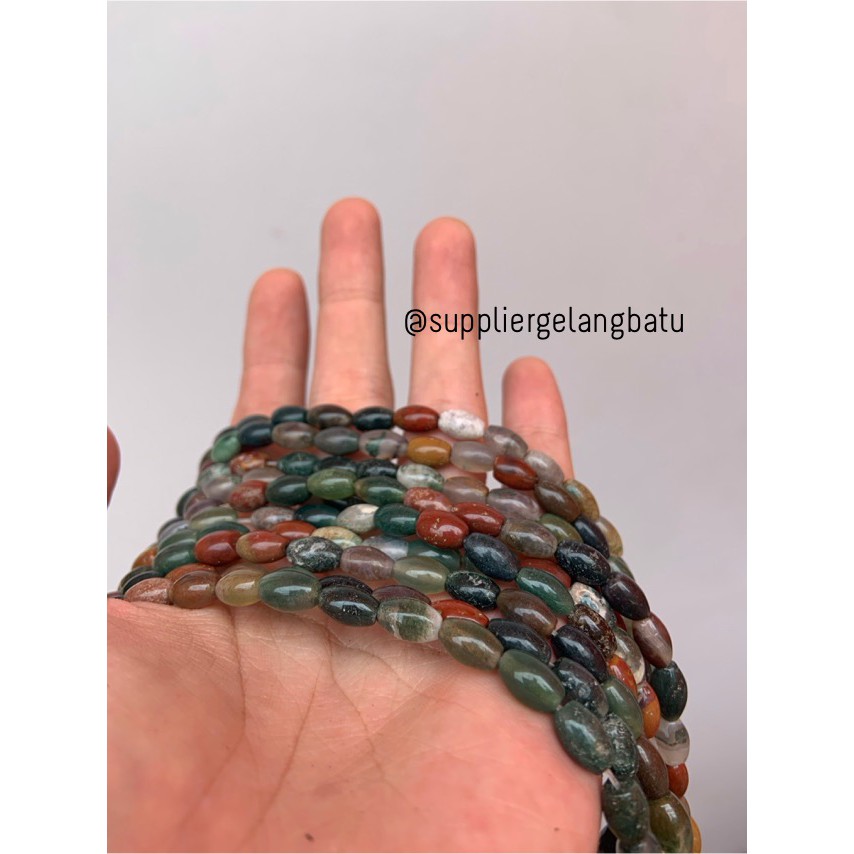 batu alam Penden tabung indian agate 5 x 10 mm giok akik india hijau