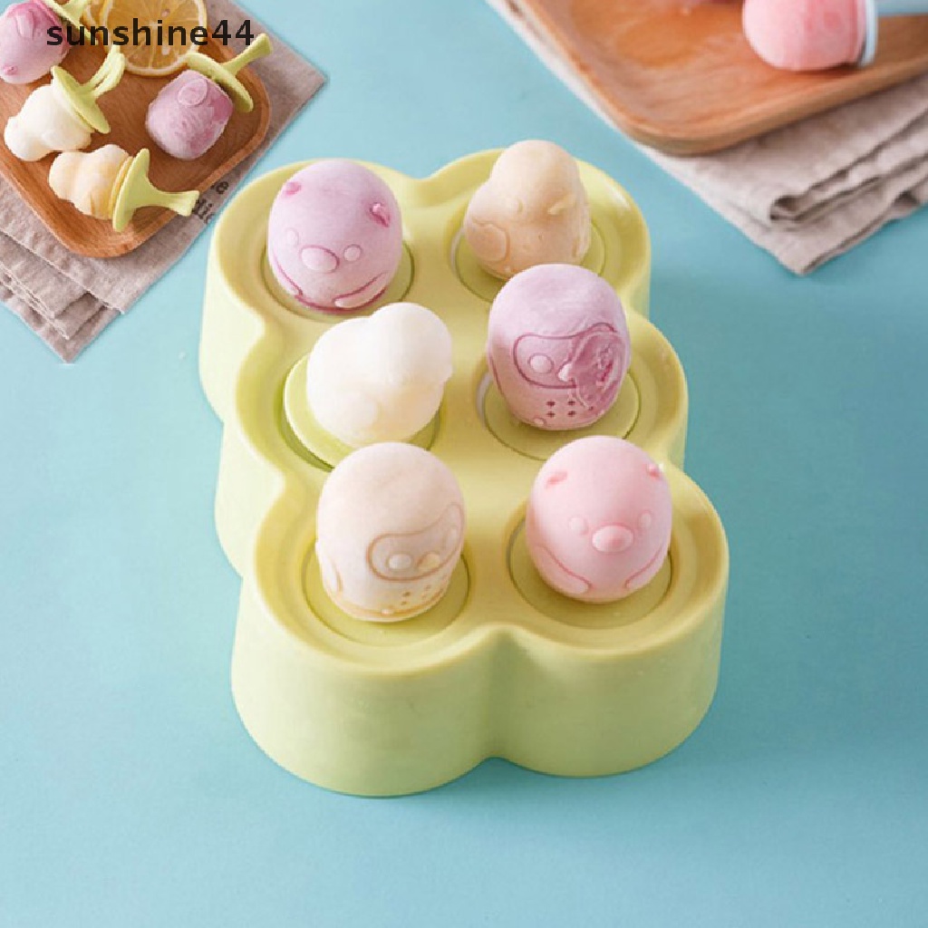 Sunshine Cetakan Es Krim Loli DIY Bahan Silikon Dengan Tutup