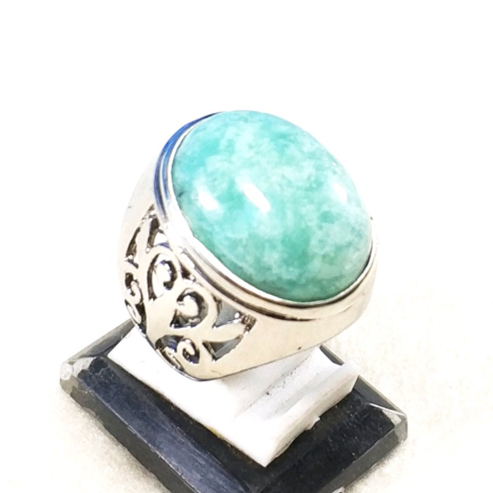 CINCIN BATU AKIK NATURAL GREEN AMAZONITE HIGH QUALITY KILAU MULUS MANTAP