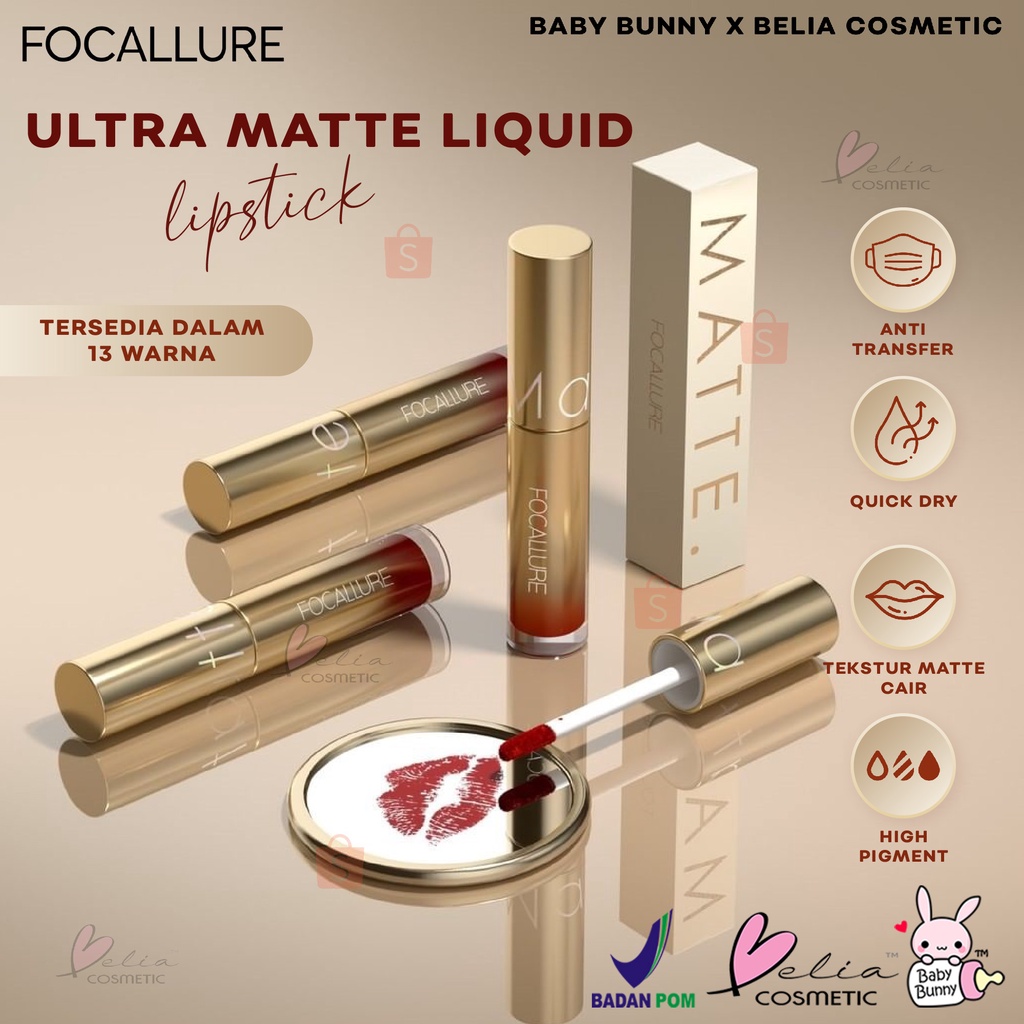 ❤ BELIA ❤ FOCALLURE Ultra Matte Liquid Lipstick FA245 | #GoldenAge Liquid Matte Lipstik Fast Dry Tahan air Lip Tint | BPOM