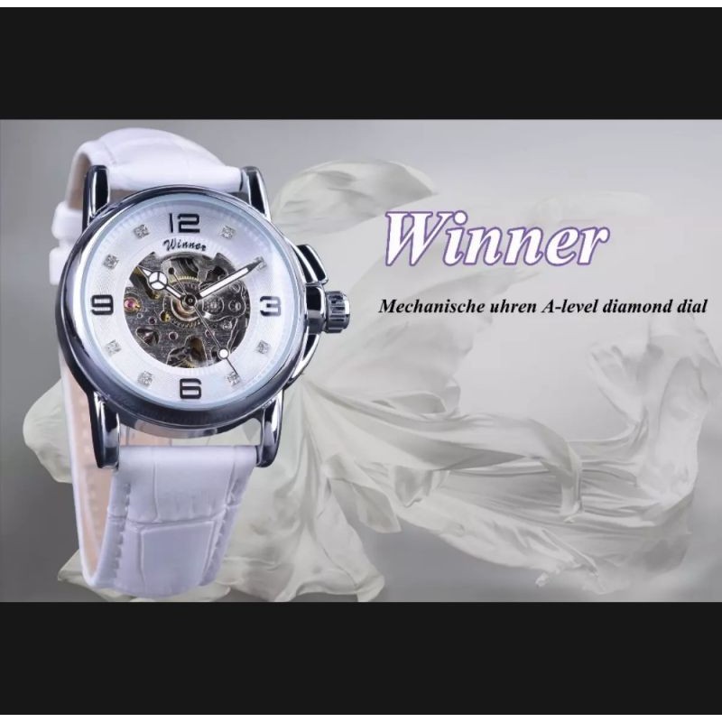 Jam Tangan Wanita Mekanik Automatic Winner Luxury Casual Skeleton Mewah Berkelas