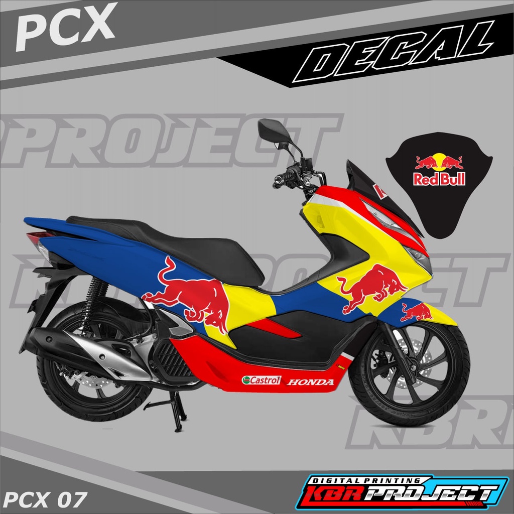 (COD) STIKER DECAL PCX FULL BODY MOTOR HONDA PCX VARIASI RACING MOTOR REDBULL 07