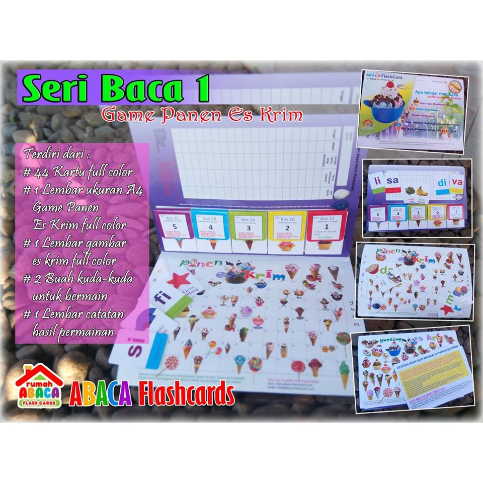 Abaca Flash Cards Seri 1 Belajar Membaca Tema Ice Cream Shopee