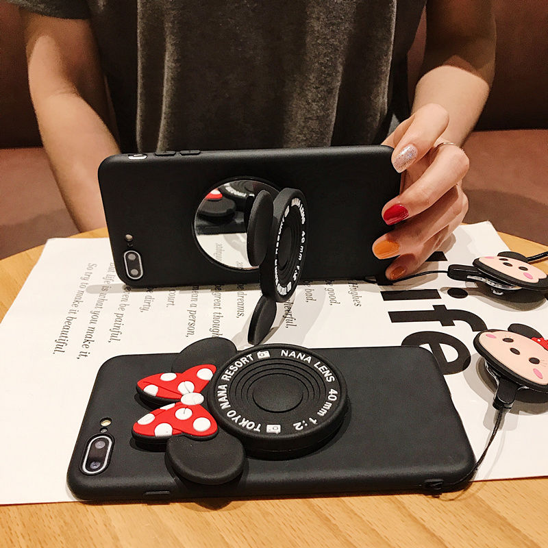 Casing ponsel pasangan Mouse Gaya cermin belakang untuk iPhone 11 12 13 pro max 6 6 s 7 8 Plus X Xs 11 Pro Max ProMax penutup ponsel