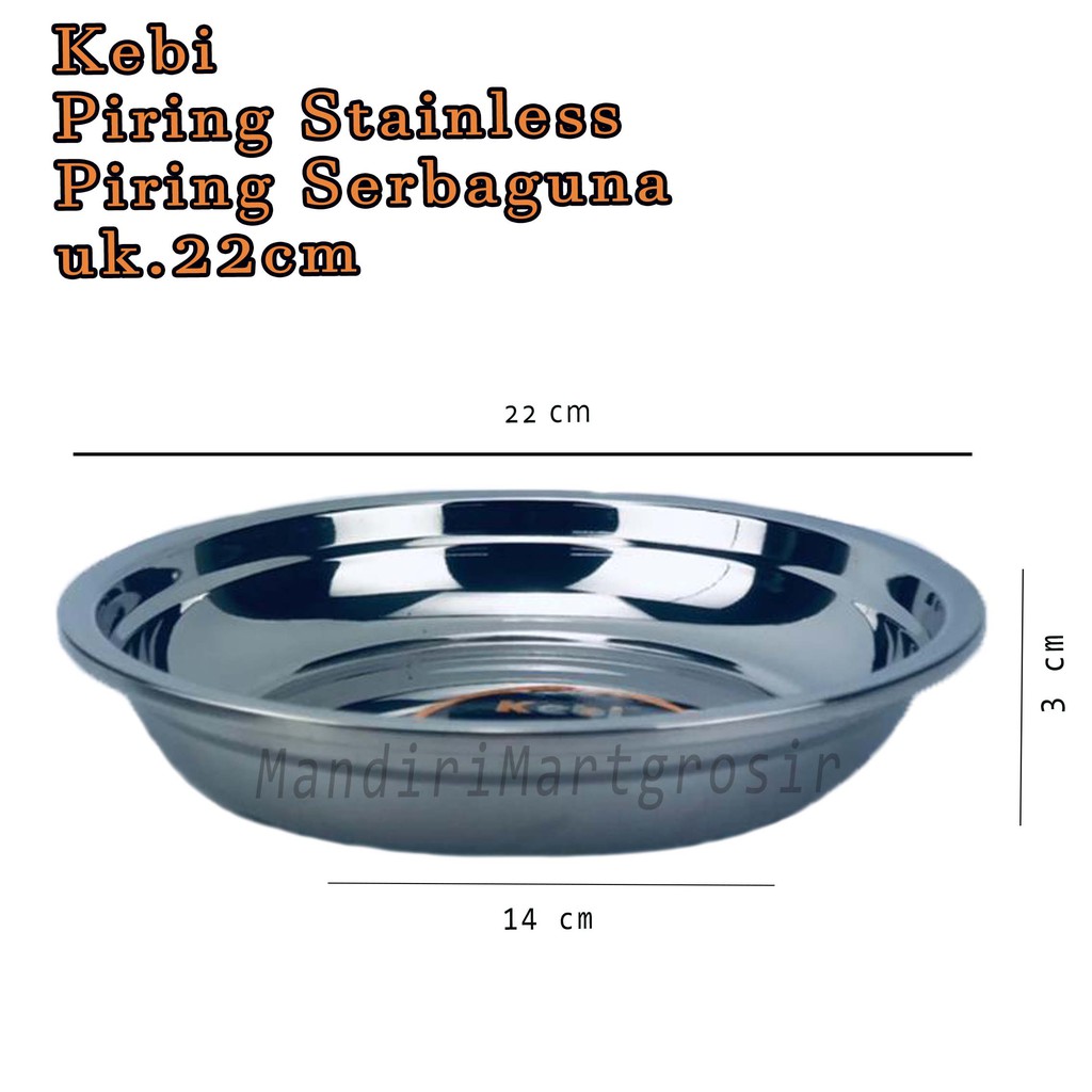 Piring Stainless *Kebi * Piring Serbaguna * uk.22cm