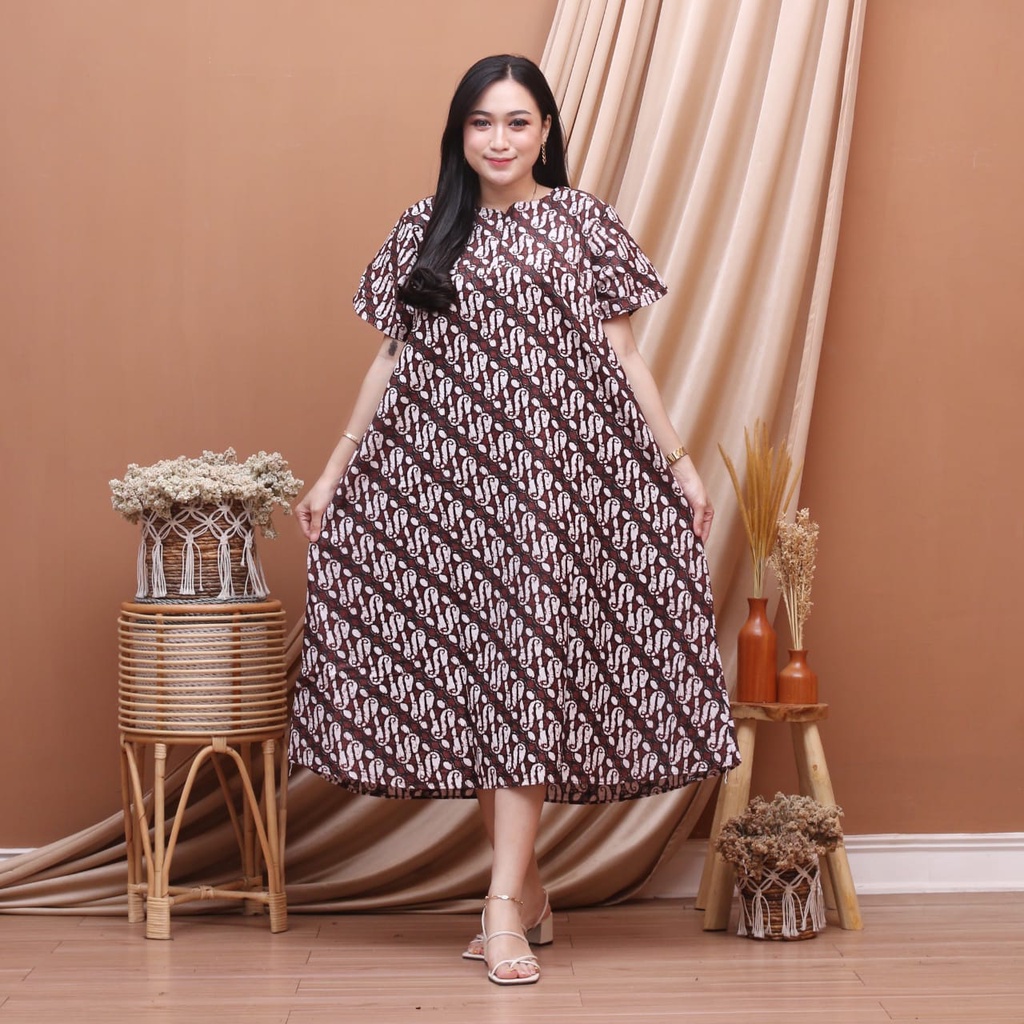 Daster Kencana Ungu Batik - Motif Abstrak - Sleting Dada - Busui - Bumil - Centini Hitput-1