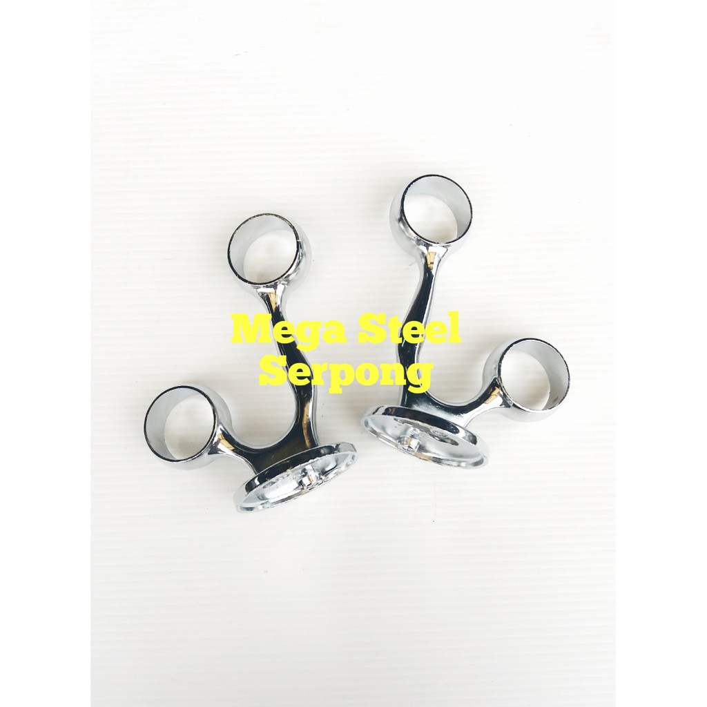 Bracket braket Pipa Kaki Tembus Double Stainless 3/4 Inch 19 mm