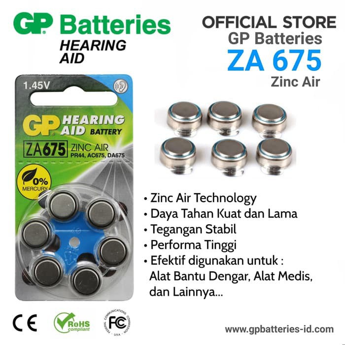 Jual Baterai Zinc Air ZA675 GP Untuk Alat Bantu Dengar, Medis, Dan ...