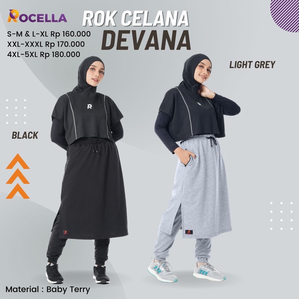 Rok Celana Olahraga Muslim Muslimah Senam Jogging Bersepeda Syari Panjang Hijab Wanita Rocella  Deva