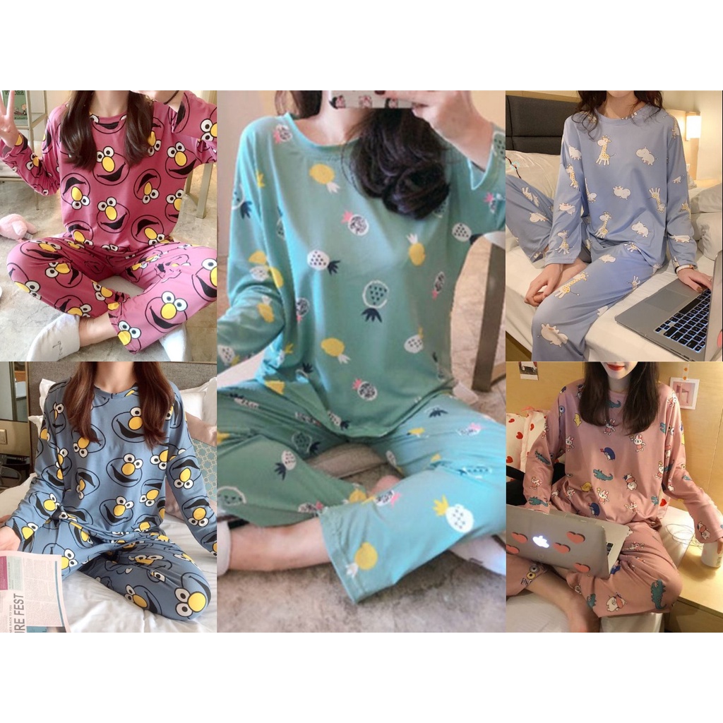Baju Tidur Set Piyama PP Basic Lengan Panjang Celana Panjang Import