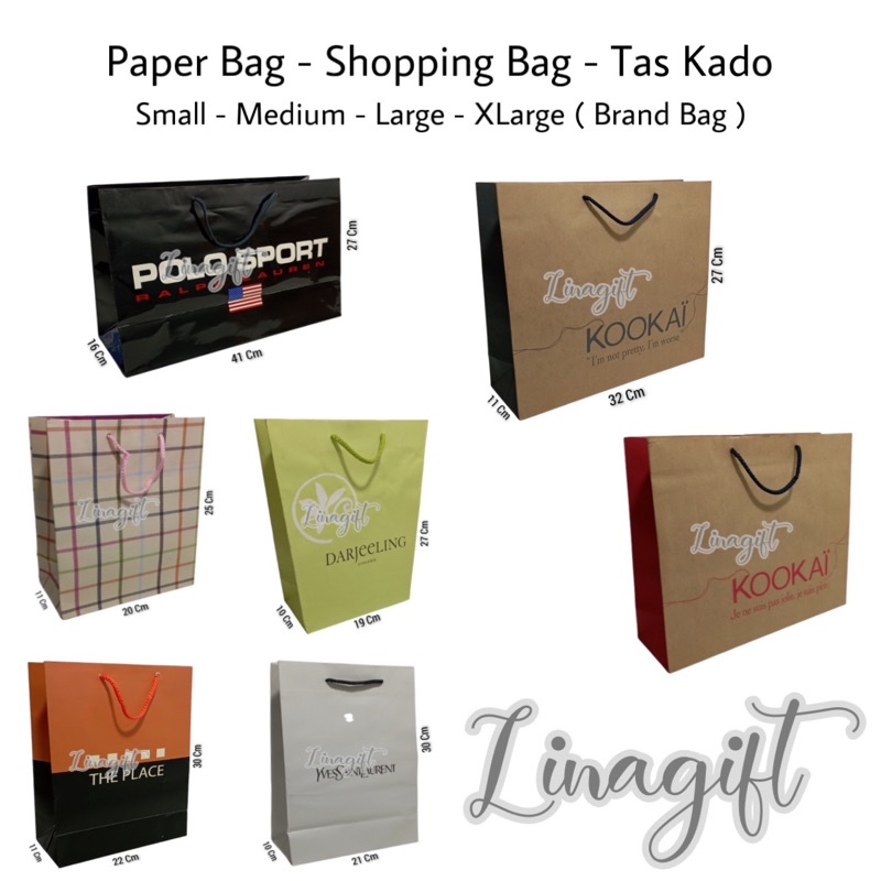 ( Ecer ) PAPER BAG SHOPPING BAG TAS KADO KERTAS KECIL BESAR POLOS COKLAT WARNA GOODIE BAG BERBAGAI MACAM UKURAN MERK WARNA