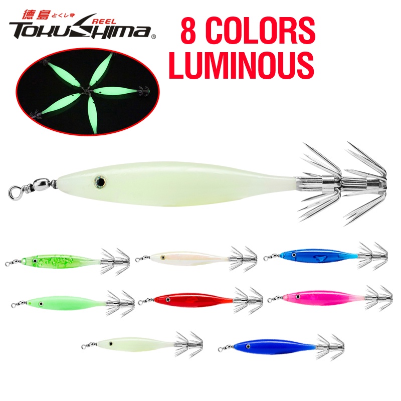 1pc Umpan Pancing Hardlure Bentuk Cumi-Cumi Mata 3D Luminous 8 Warna 6cm / 5g