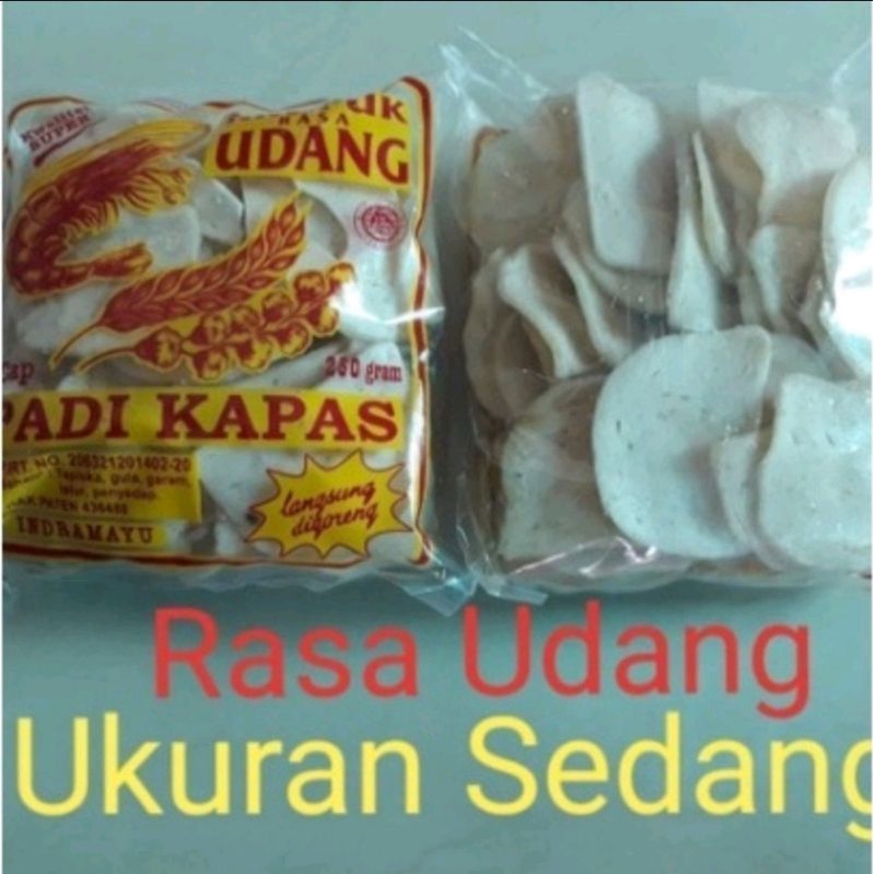 

KERUPUK UDANG PADI KAPAS 250 GR UKURAN SEDANG ASLI PABRIK GRATIS TERASI KHAS CIREBON